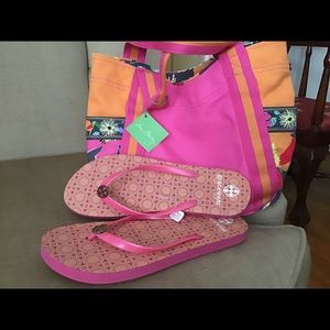 Vera Bradley bag and Grace Wear Flip Flops